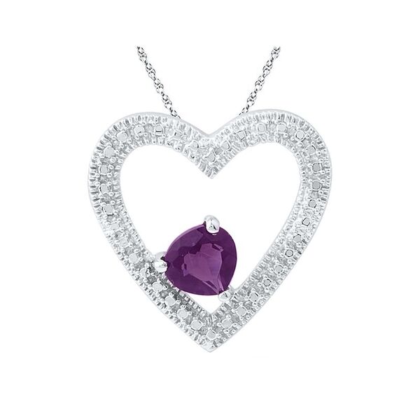 5/8 Carat (ctw) Lab-Created Amethyst Heart Pendant Necklace in Sterling Silver